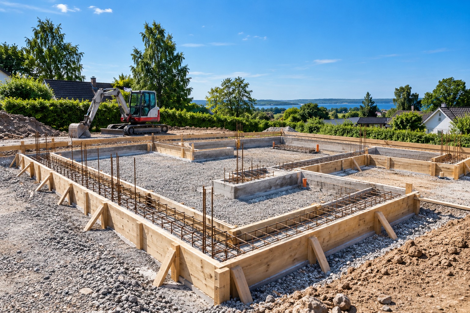 Fundamentarbejde med beton og udgravning